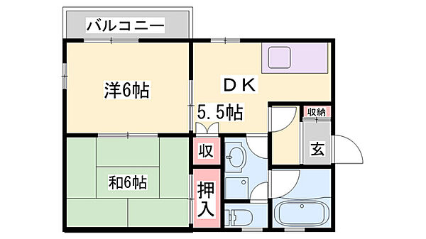 パンプキンハウス ｜兵庫県姫路市保城(賃貸マンション2DK・2階・55.00㎡)の写真 その2
