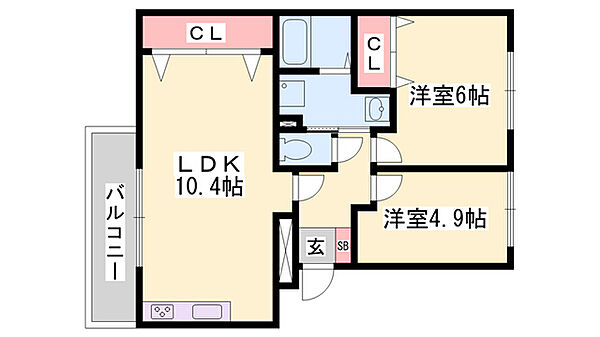 レジデンス富永Ａ ｜兵庫県たつの市龍野町富永(賃貸マンション2LDK・2階・55.44㎡)の写真 その2