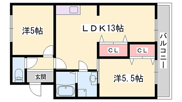 マンション堂本 ｜兵庫県たつの市龍野町堂本(賃貸マンション2LDK・3階・57.15㎡)の写真 その2