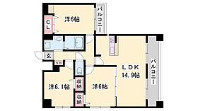 カルザ姫路  ｜ 兵庫県姫路市紺屋町（賃貸マンション3LDK・7階・78.20㎡） その2