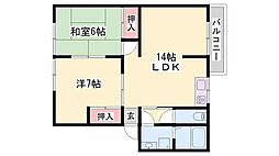 ウェルネス垣内2 2LDKの間取図画像