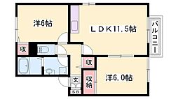 セジュールK 2LDKの間取図画像