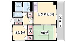 グリーンコスモ田井 2LDKの間取図画像