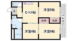 パルネット辻井 3DKの間取図画像