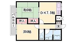 ハイツエスペランサ2 2DKの間取図画像