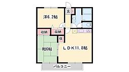 サン・ロワール 2LDKの間取図画像