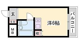 デアリックス広畑 ワンルームの間取図画像
