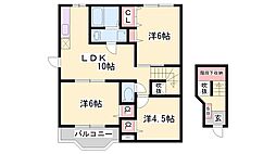 フリーデンA棟 3LDKの間取図画像