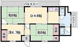 白鷺百番街メゾン白鷺 3DKの間取図画像