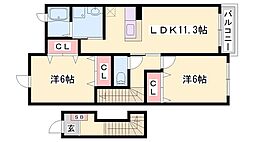 ヴェルサン・アベニュ1 2LDKの間取図画像