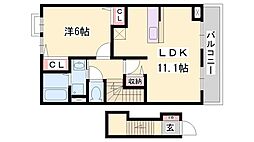 フィオーレ白浜1 1LDKの間取図画像