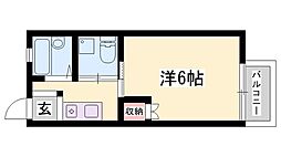 コーポ横関 1Kの間取図画像
