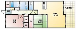 ライオンズマンション姫路西今宿 2LDKの間取図画像