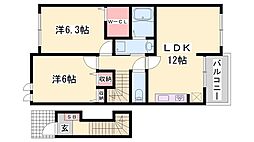 ルミエール 2LDKの間取図画像