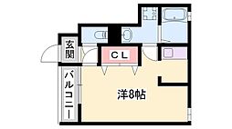 バーン-タイ 1Kの間取図画像
