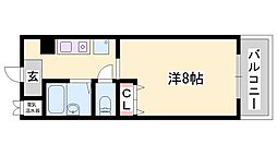 オークヒルズ苫編 1Kの間取図画像