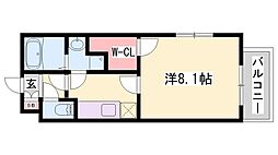 フロイデ姫路 1Kの間取図画像