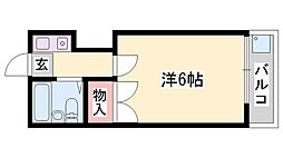 ヴァンヴェール宮西 1Kの間取図画像
