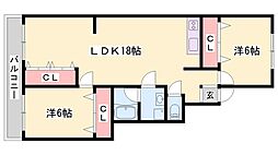 アネックス堂本 2LDKの間取図画像