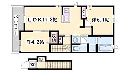 エスペランサ中仁野4 1LDKの間取図画像