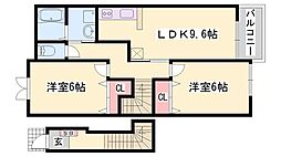 ヴィラ・ポポラーレ1 2LDKの間取図画像