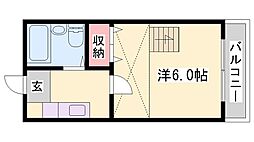 エイシン西八代 1Kの間取図画像