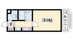 シャトー姫路 1Kの間取図画像