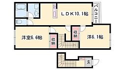 アルシオーネ弐番館 2LDKの間取図画像