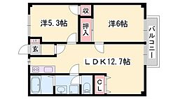 エクセル北門 2LDKの間取図画像