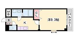 サクセスO,N 1Kの間取図画像