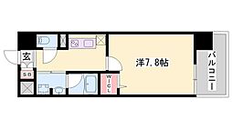 クロスフロント十二所線 1Kの間取図画像