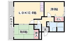 サンライズハイツ2 2LDKの間取図画像