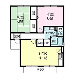 ルクプルFA棟 2LDKの間取図画像