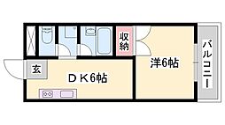 コーポラス城北 1DKの間取図画像