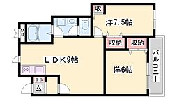 メゾン梅の郷A 2LDKの間取図画像