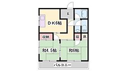 コーポさくらんぼ 2DKの間取図画像
