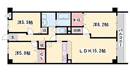 キャッスルコート東辻井 3LDKの間取図画像