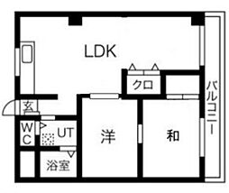 ハッピーコート三宅 1LDKの間取図画像