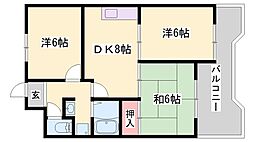 ロイヤルコーポ東雲 3DKの間取図画像