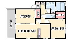 ラフィエール 2LDKの間取図画像