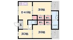 ビレッジハウス書写台4号棟 3DKの間取図画像
