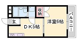 サングレース東今宿 1DKの間取図画像
