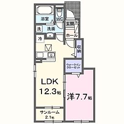 サンセールIX B 1LDKの間取図画像