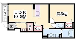 ヴィーヴル2 1LDKの間取図画像