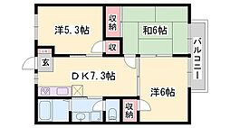 カーサ英賀保 3DKの間取図画像