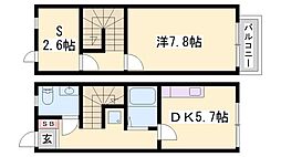 リースランド北条宮の町B 1DKの間取図画像