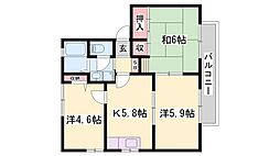 ディアス宮脇A棟 3Kの間取図画像