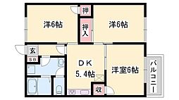 ソレイユ西本パート1A棟 3DKの間取図画像