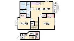 パインリバーズ2 2LDKの間取図画像