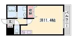 延末アートスカイハイツ ワンルームの間取図画像